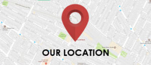 Map with a red location marker indicating "our location".